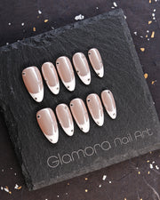 Ivory Nude French Tip Press-On Nails – Handmade Minimalist Luxury Nail Art | FDA-Approved