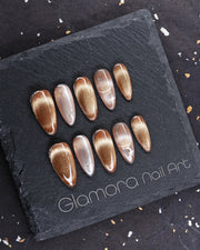 Golden Galaxy Press-On Nails – Handmade Cosmic Gradient Nail Art | FDA-Approved