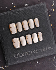 Champagne Gold Leaf Press-On Nails – Handmade Minimalist Luxury Nail Art | FDA-Approved